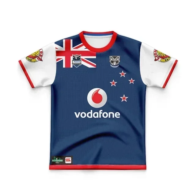 thumbnail image 1 of Camiseta de rugby de local/visitante/entrenamiento para niños de New Zealand Warriors 2024 - Talla para hombre: 16-26 (nombre y número impresos) Calidad superior, 1 of 5