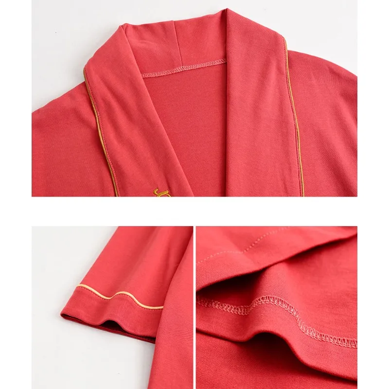 2024 New Pure Cotton Pajamas Women's Long Sleeved Spring Autumn Robes Mid Length Bathrobes Weddings Leisure Loose Homewear