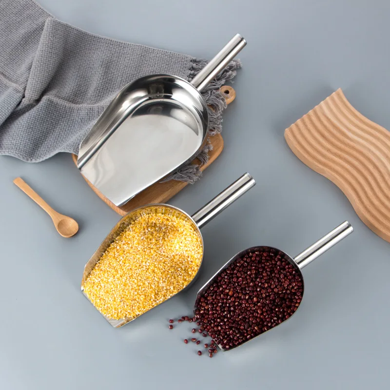 1pcs Durable Candy Ice Scoops Metal Tools Stainless Steel Home Kitchen Shovel Flour Dry Goods Party Bar et