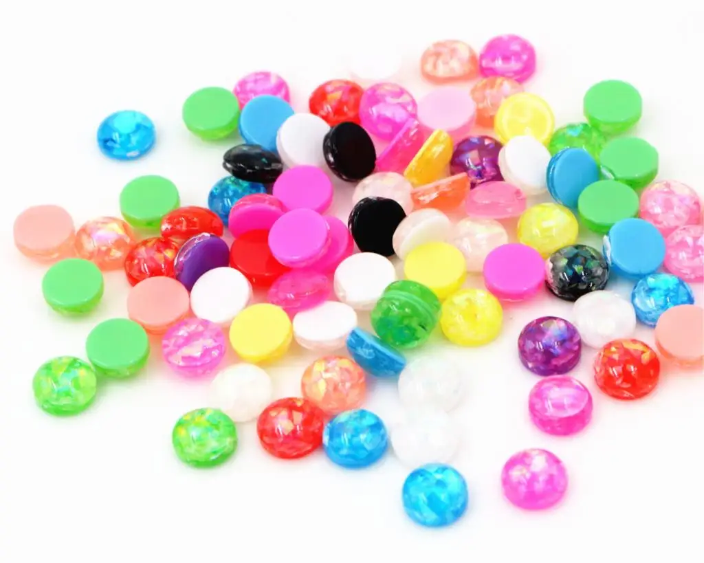 Vibrant Multicolor Flat Back Resin Cabochons with Built-in Foil Accent