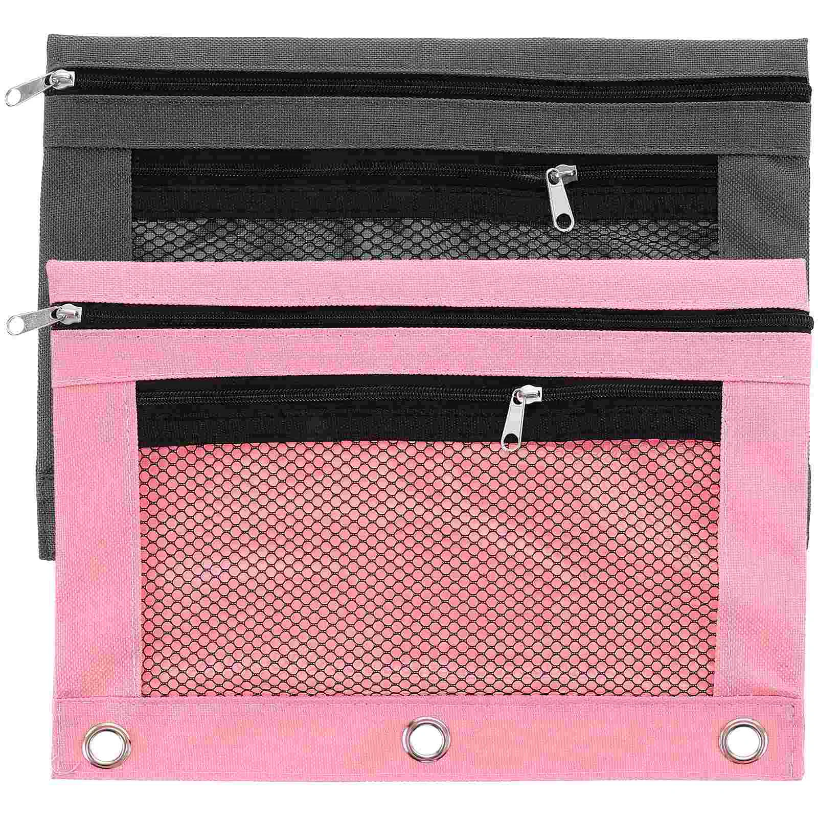 

2 Pcs Eye Mask Bag Travel Binder Clips Clips Morphie Portable Oxford Cloth Zipper Pen Holder