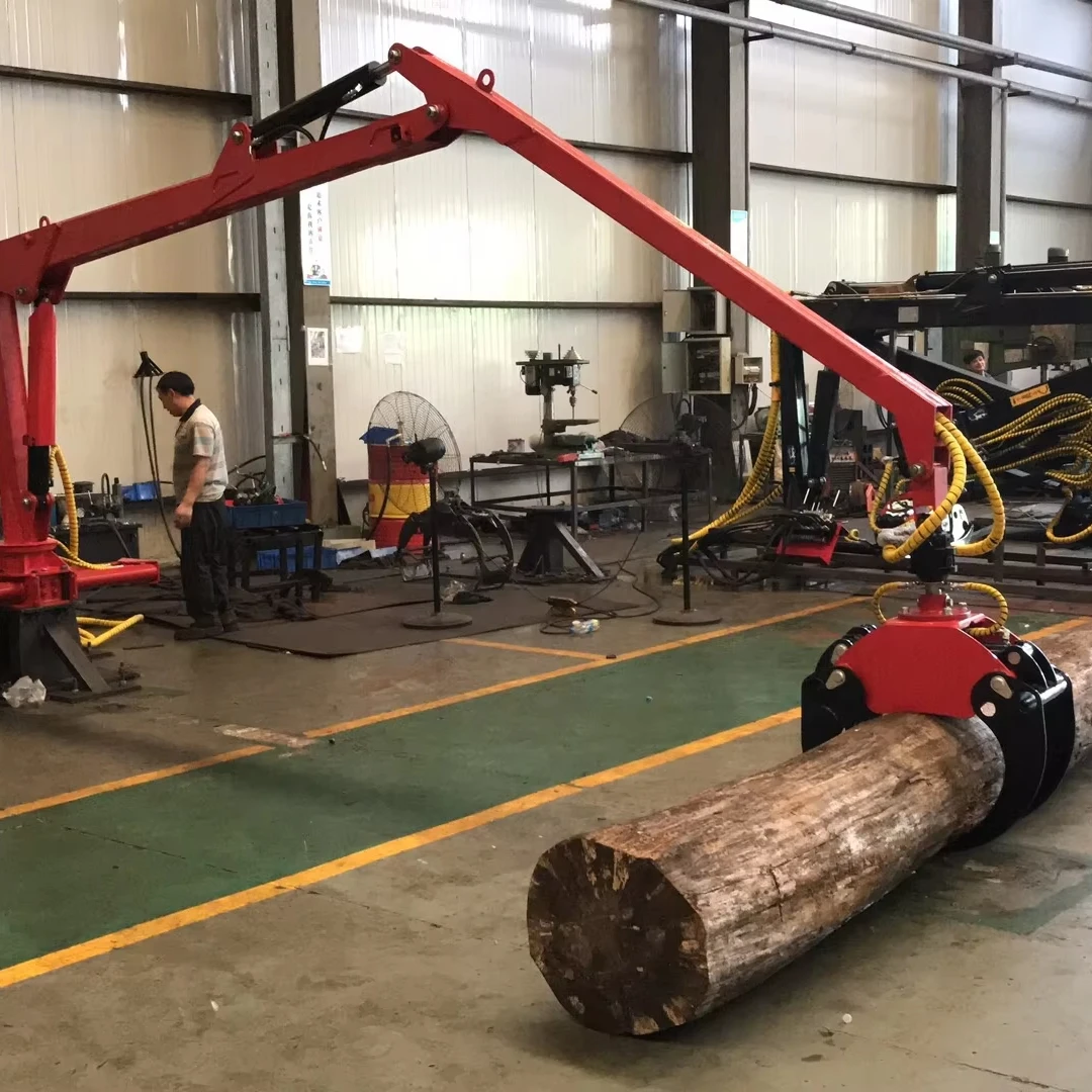 Timber Stack Crane Sawmill Wood Processing Truck Mounted Crane 360° Rotating Grapple Claw ...
