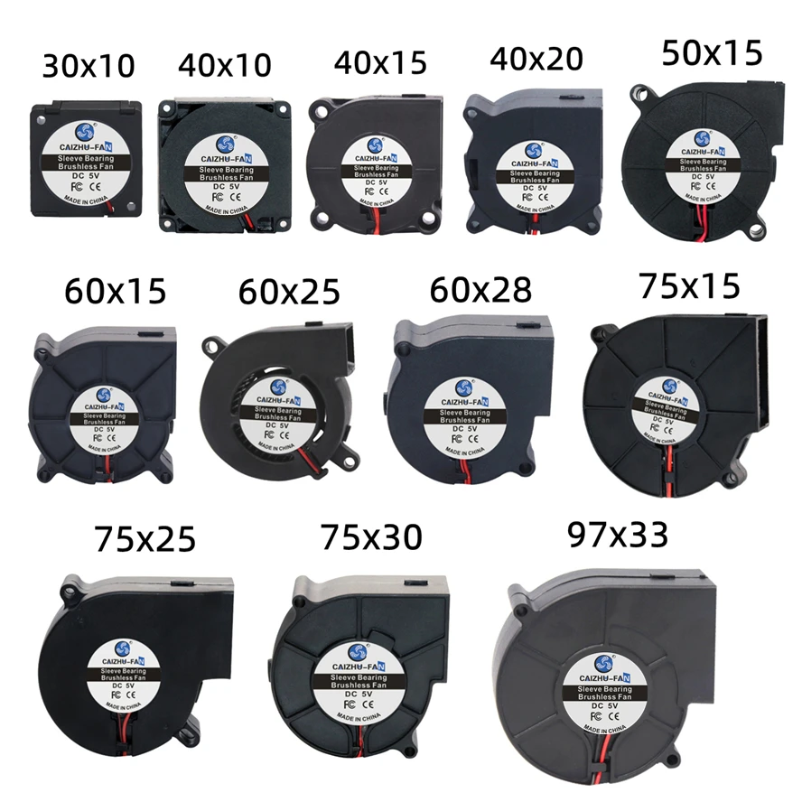 Ventilateur de refroidissement à moteur sans balais, 30mm, 40mm, 50mm, 60mm, 75mm, 97mm, ventilateur de boîtier, ventilateur de ventilateur, humidificateur, ventilateur de cuisinière à induction, DC 5V, 12V, 24V