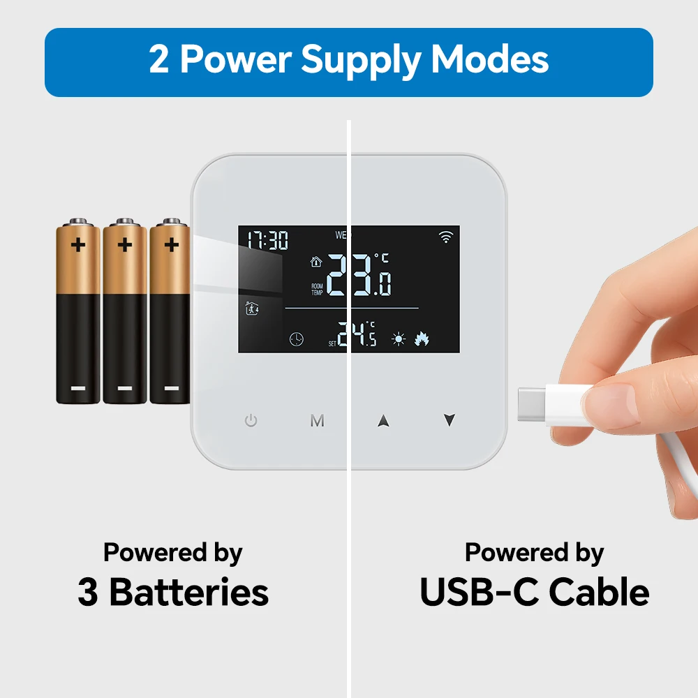 Smart WiFi Gas Boiler Thermostat Daily Programmable Heating/Cooling Battery Powe