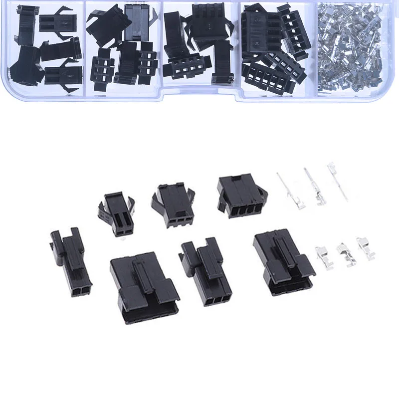 200PCS 2.54mm Pitch 2/3/4/5Pin JST SM Connectors Male and Female Header Plug Housing Pin Connectors Crimp Terminal Adapter jst connectors
