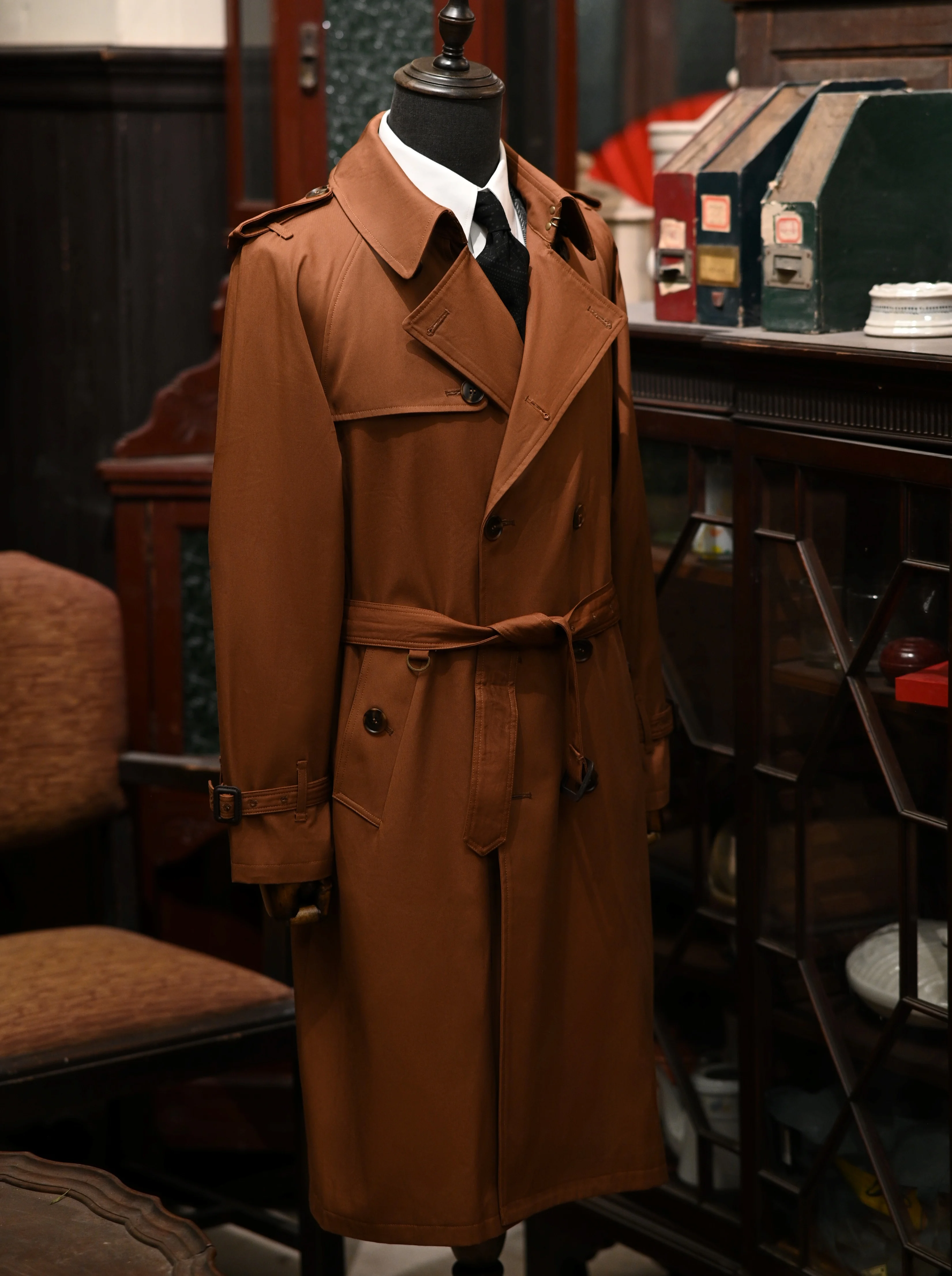 Men's Extra Long Trench Coat Double-breasted Military Style Windbreaker