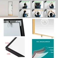 Anajqaqia Полноразмерное напольное зеркало из закаленного стекла, настенное зеркало, 150x40 см, прямоугольная рама из алюминиевого сплава — изображение 5