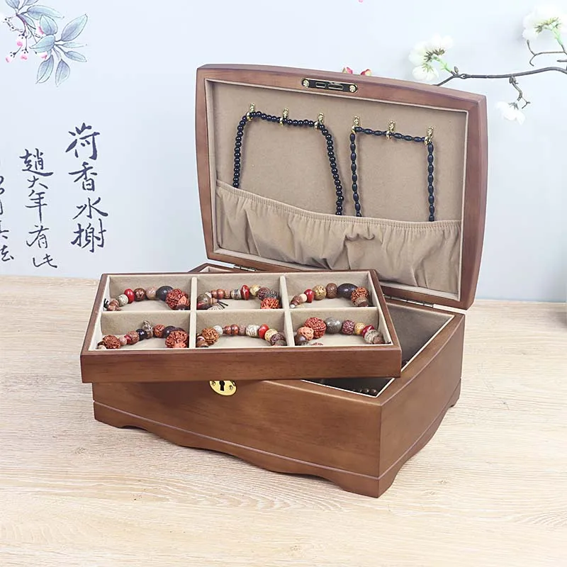 High End Retro Solid Wood Jewelry Box To Store Rings Earrings Bracelets Jewelry Antique Collection Storage Box Desktop Universal brand new rubber wood jewelry drill bit mini drill bits 0 8mm 2mm 1pc 2 35mm shank diameter hss silver universal