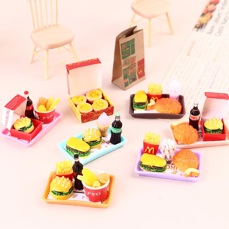 Pretend Food Toys Pretend Kitchen Toys Kitchen Toys Wooden Burger Toys Wooden Ice Cream Playset Doll House Toys 1pc Mini Dollhouse Hamburger Coke Cup Fast Food Ice Cream Accessories Toy for Doll House Play Kitchen