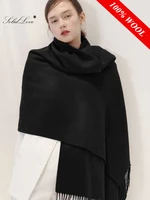 100% Wool Scarf Women Thickening Cashmere Winter Scars Shawls Fashion  Female Pashmina Scarves Oversized Keep Warm Warps 300g 2