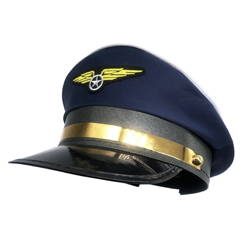 652F Creative Pilot Hat Captain Cap Adjustable Octagonal Hat For Masquerade Party