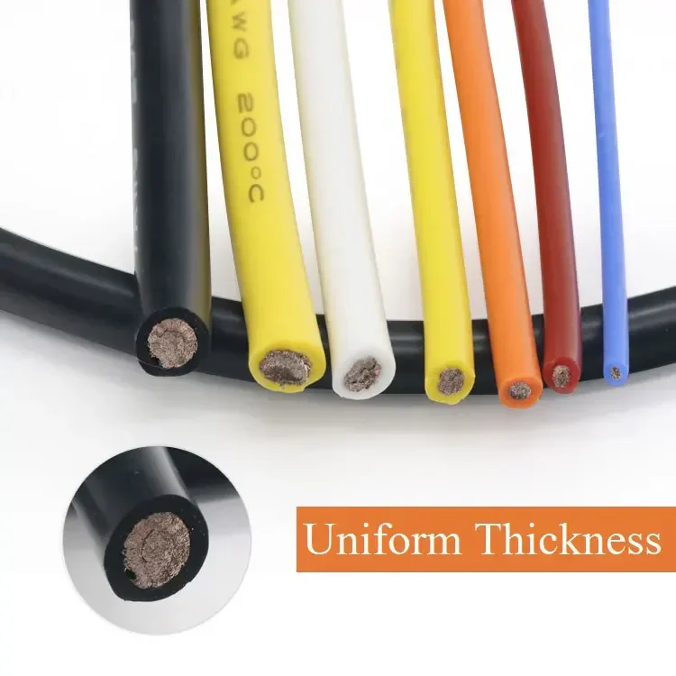 1M/5M Heat-resistant cable 30 28 26 24 22 20 18 16 15 14 13 12 10 AWG Ultra Soft Silicone Wire High Temperature Flexible Copper