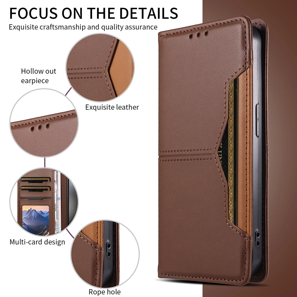 Premium Magnetic Leather Wallet Case with Magnetic Closure