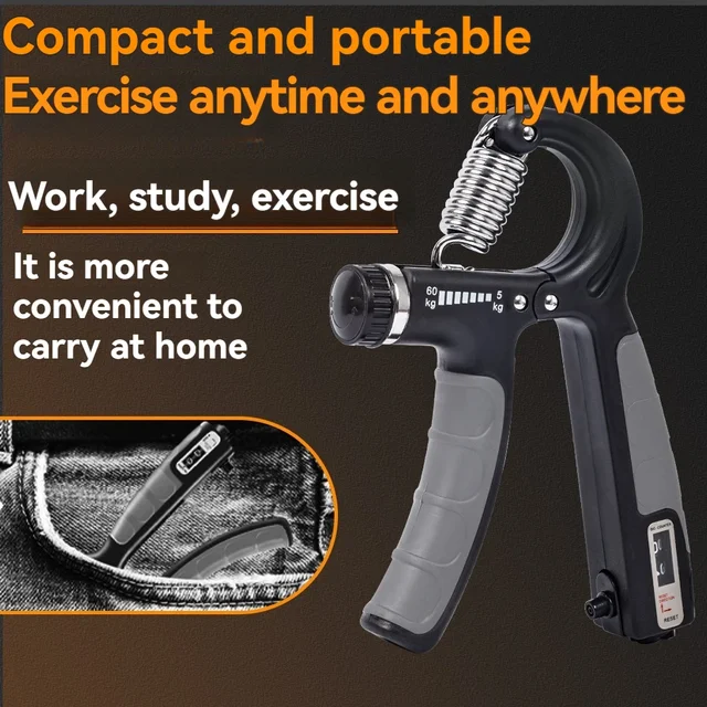 5-60kg Adjustable Hand Grip Strength Strengthener Trainer Full Set With Counter Wrist Forearm And Hand Exerciser For Muscle 3