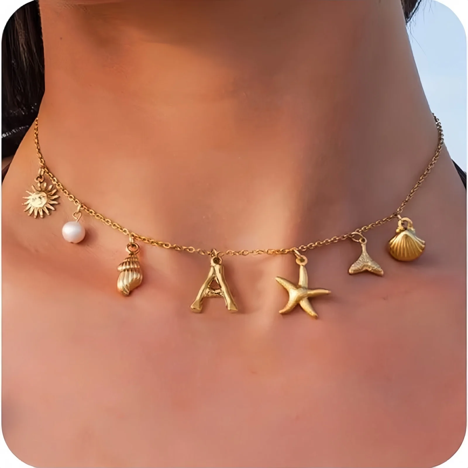 Starfish Initial Charm Necklace 1