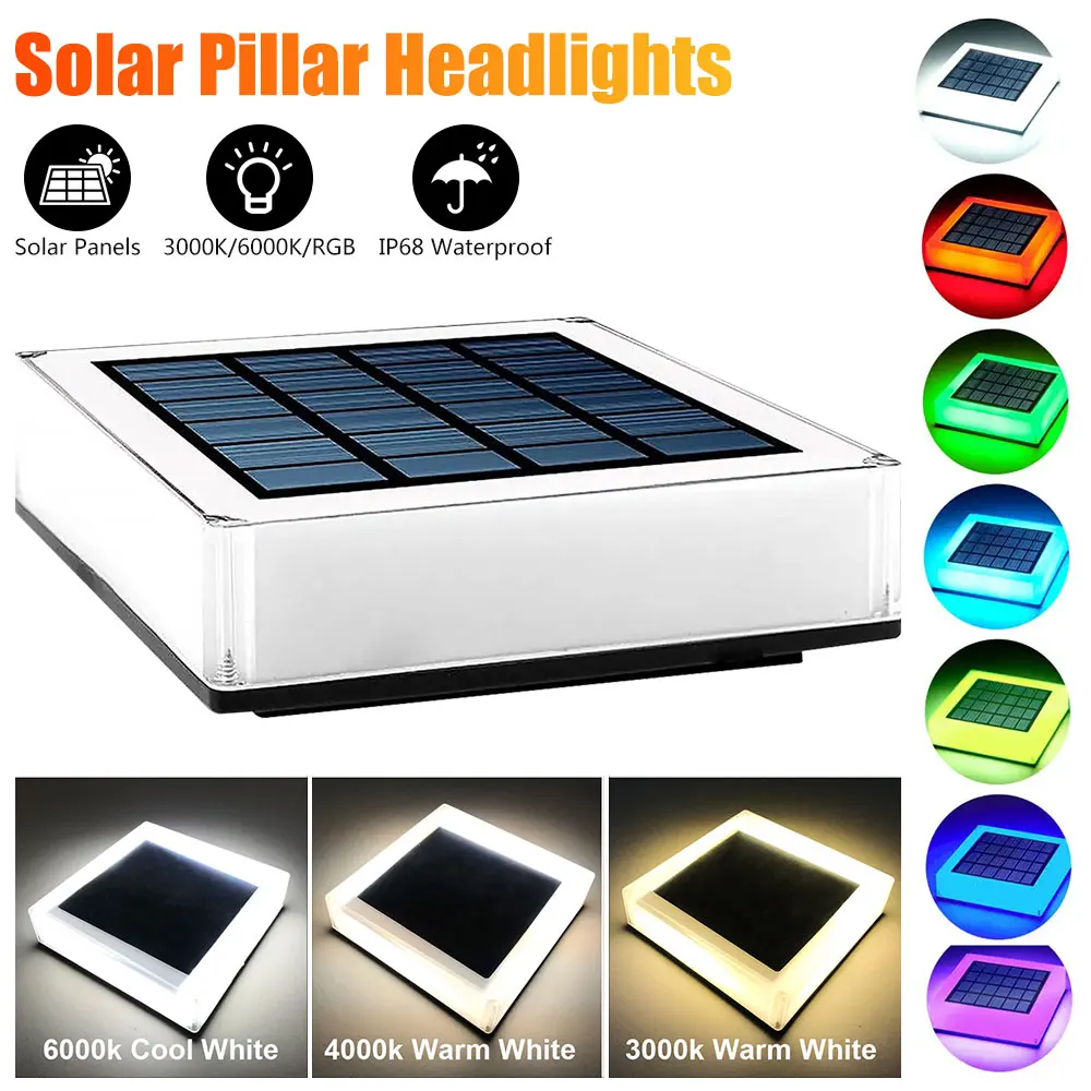 LED Solar Wall Lamp Outdoor Solar Pillar Lantern Light Waterproof RGB Solar Lamp for Garden Fence Decoration Sunlight Light