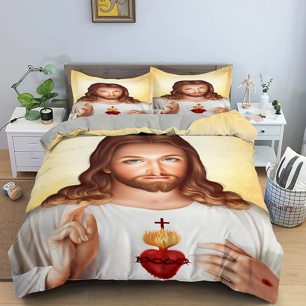 

Jesus Duvet Cover Christian Sacred Jesus Bedding Set Comforter Cover Suitable for Christian Jesus Bedding God Bless You Gifts