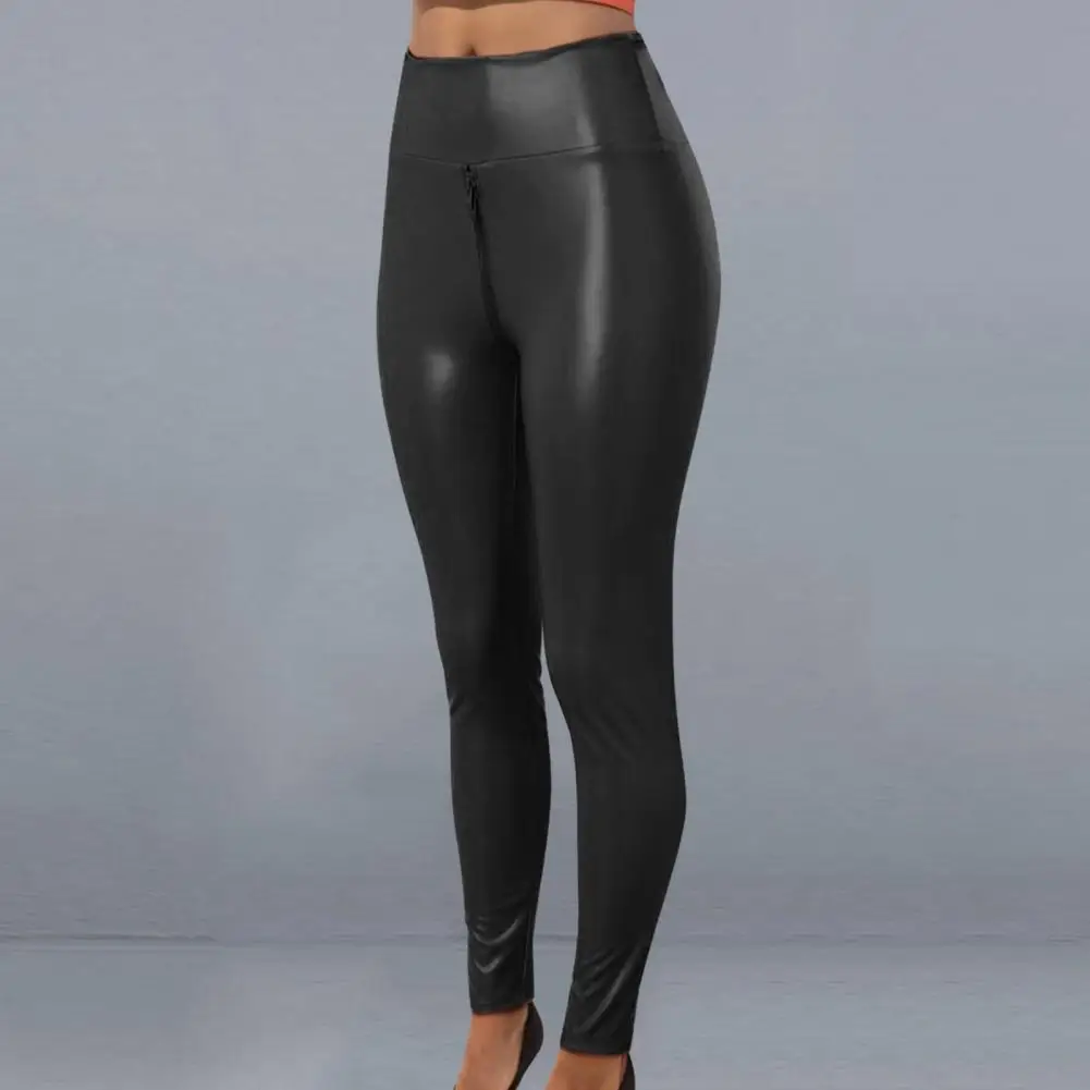 

Lady Nightclub Trousers Exotic Bodycon Trousers Sexy Faux Leather Pants for Women Tummy Control Butt-lifted Breathable for Party