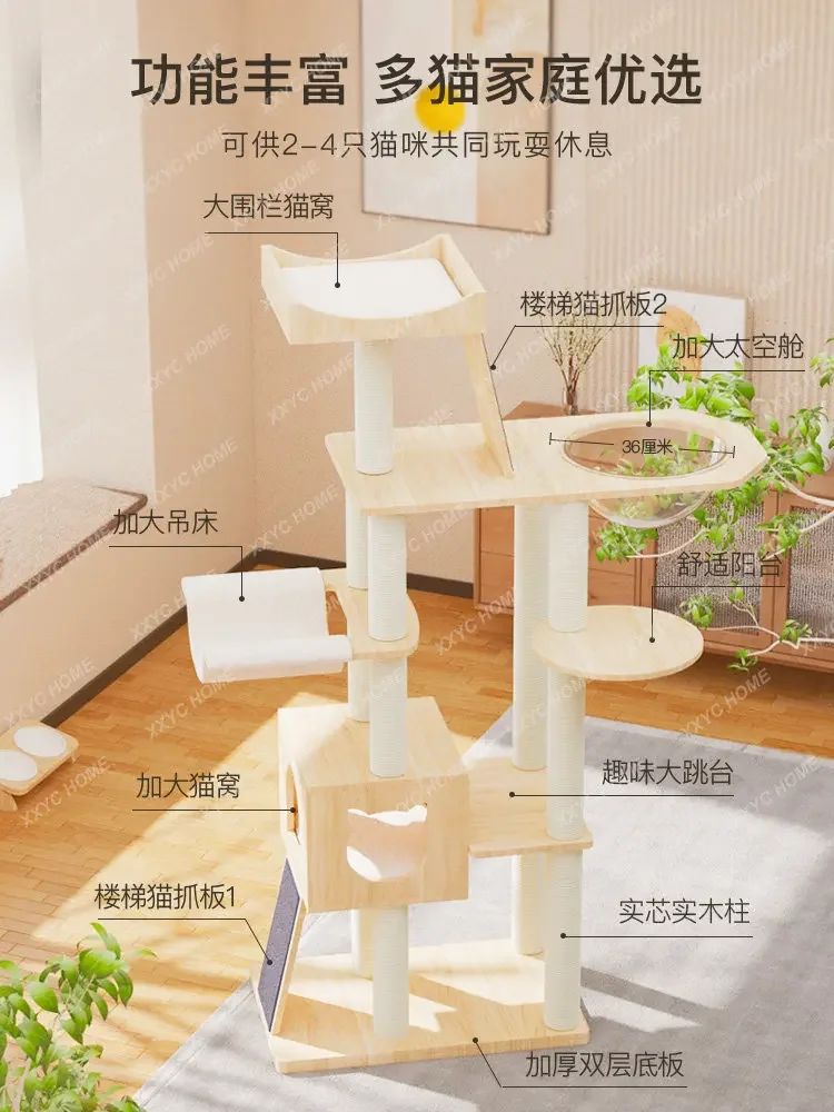 Solid Wood Cat Climbing Rack Sisal Rack Large Integrated VillaNest Does Not Cover Space Capsule Tower Tree