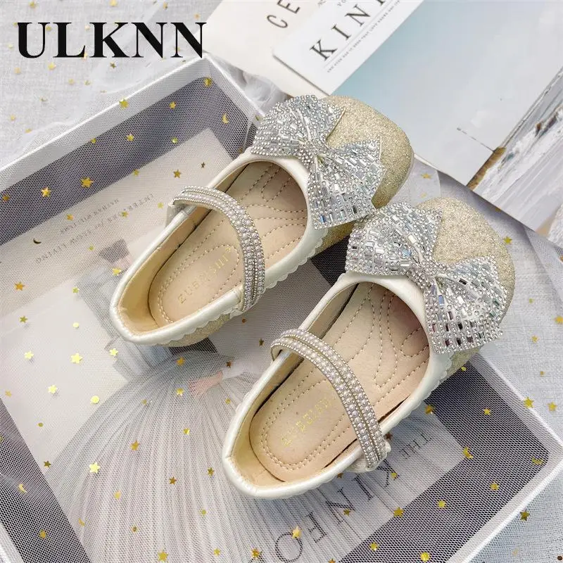 Baby Comfortable Non Slip Single Shoes 2023 New Primary School Student Performance Leather Shoes Girls' Shiny Crystal Shoes