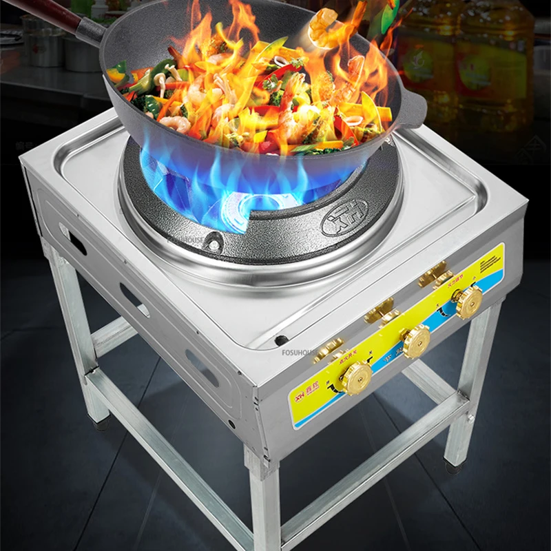 Commercial High Pressure Gas Stove Household Stainless Steel Hot Fire Stove Single Range Lpg Cooker Cooktop Cooking Appliances