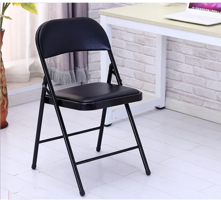 【Paquete de 2】 Silla de escritorio plegable con asientos acolchados, sillas  plegables para adultos, color negro