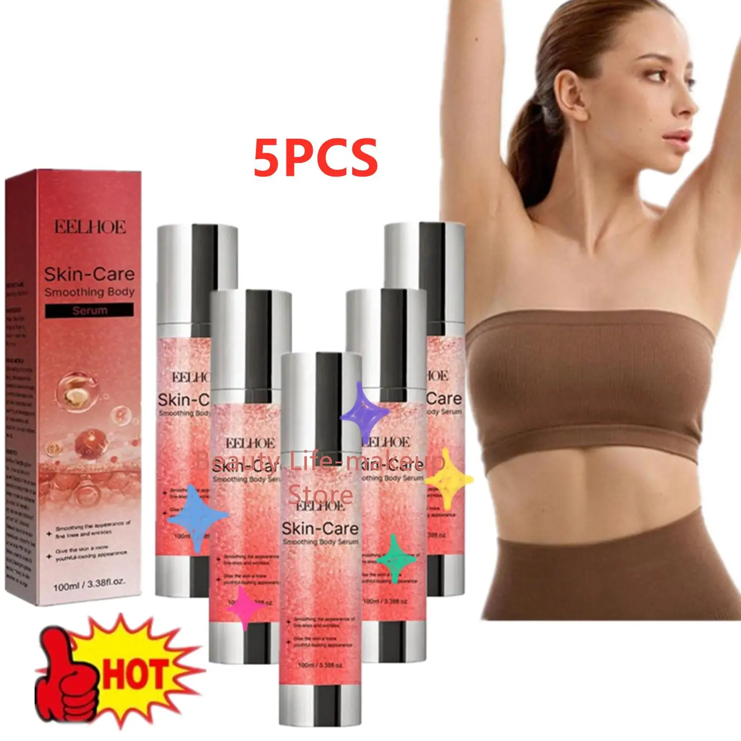 

5pcs B-glossy Smoothing Anti Aging Brightening Body Serum Body Care Shiny Shimmer Body Oil Skin Care 100ml