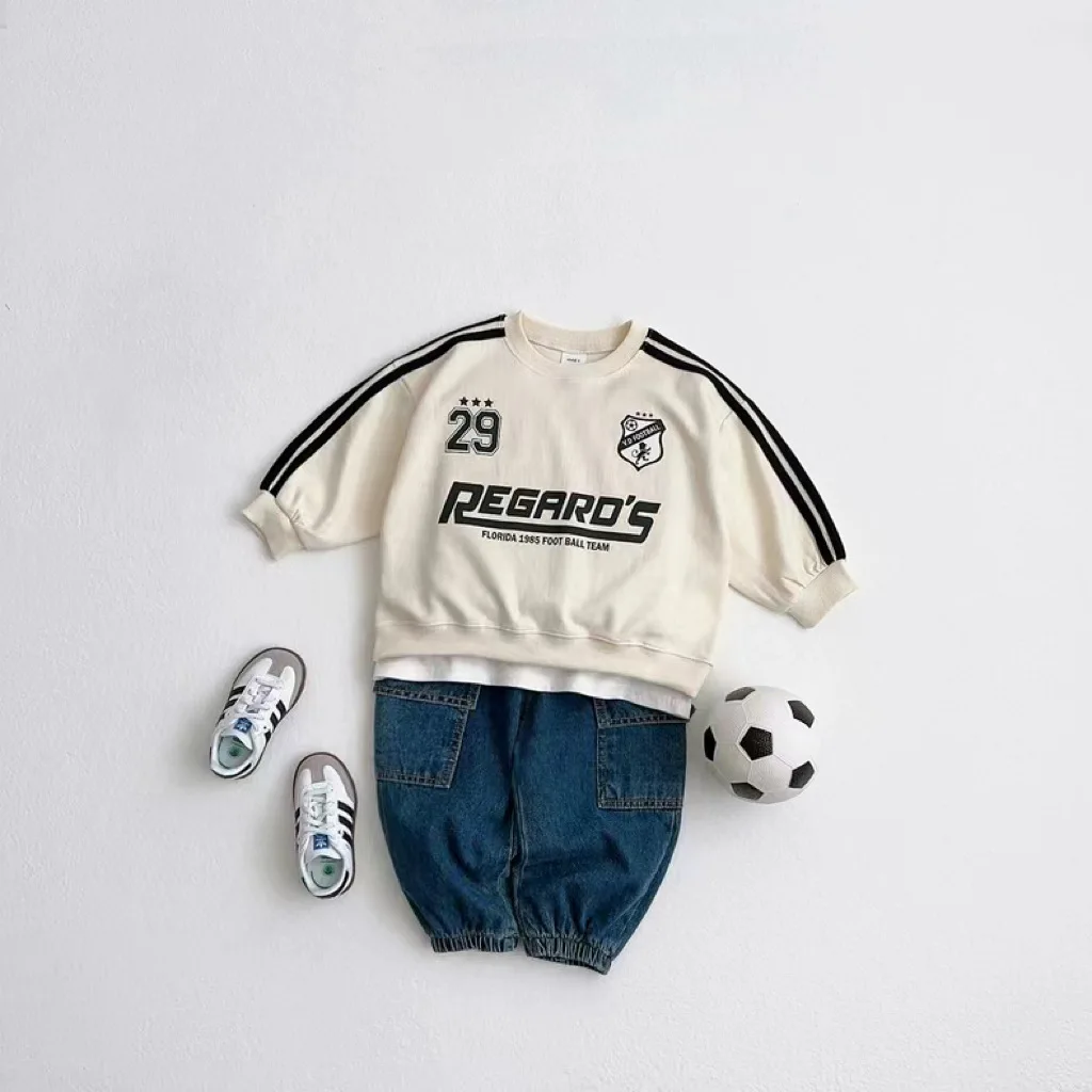 Fashion Letter Print Baby Long Sleeve Sweatshirt Infant Boy Casual Pullover Toddler Girl Sweatshirt Kids Tops Children Clothes