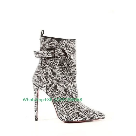 

Женские шикарные блестящие ботильоны с острым носком, женское платье для танцев, ботинки на высоком каблуке, ботинки на шпильке, размер 46