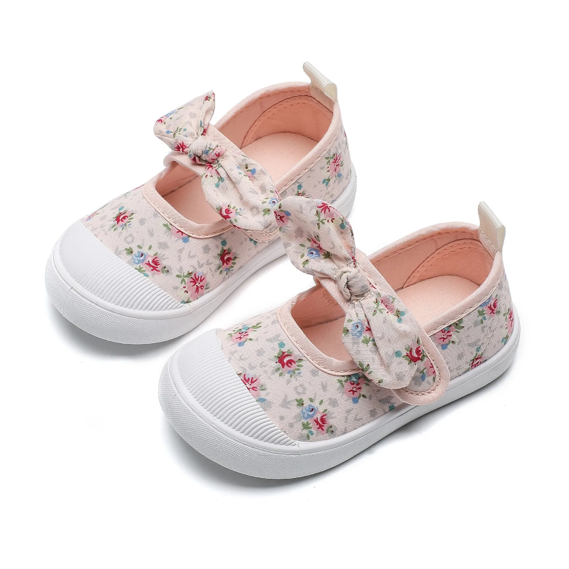 Toddler Girl's Canvas Shoes 2024 New Fashion Bowknot Flower Sweet Casual Shoes Children Breathable Flats Soft Comfy Kids Shoe 5