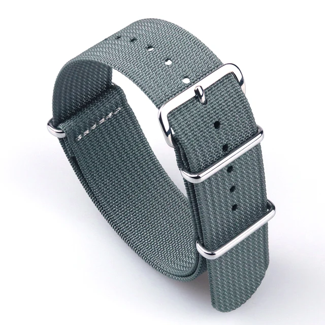 New Ribbed Nato Strap 18mm 20mm 22mm Nylon Watch Straps Braid Ballistic Fabric Watchband Accessories for Military Watch Band GRAY