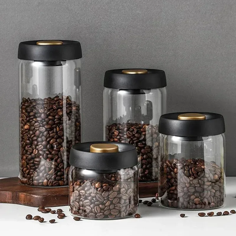 Sealed Coffee Beans, Kitchen Storage, Glass Jars, Moisture-proof, Vacuum Pressed, Tea, Rice, Peanut Convenient  Storage