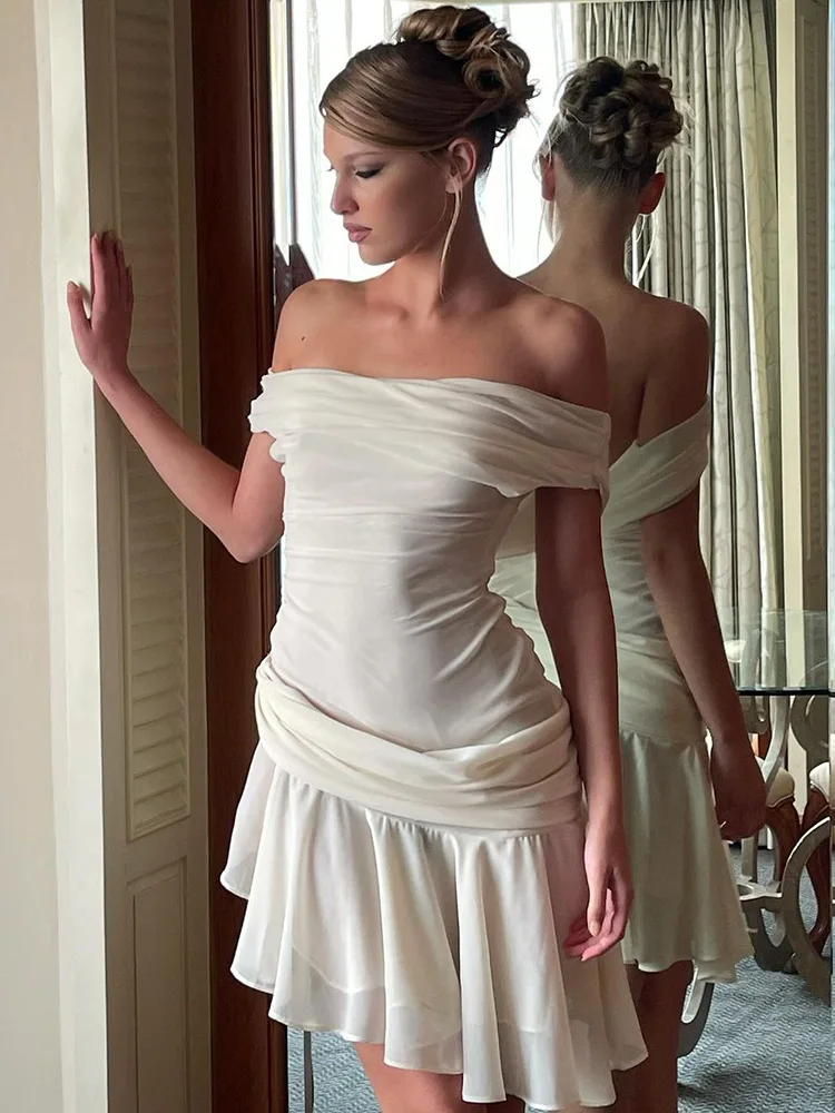 Women's Sexy Short Dress Strapless Beaded Backless Elegant Off Shoulder main image 1