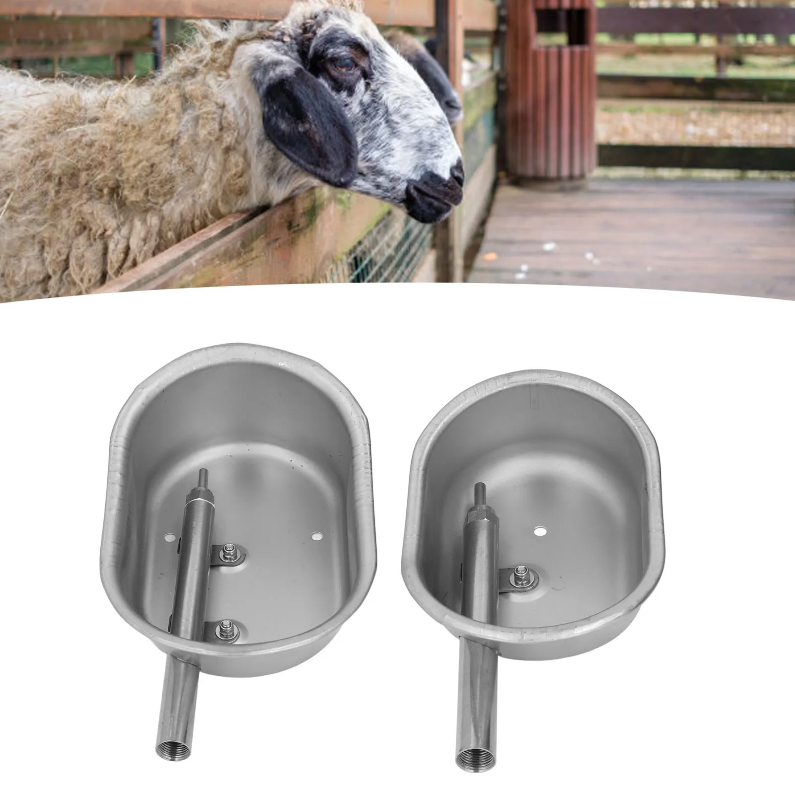 Automatic Drinking Water Bowl Stainless Steel Livestock Water Feeder Trough for Goat Sheep Dog Cattle
