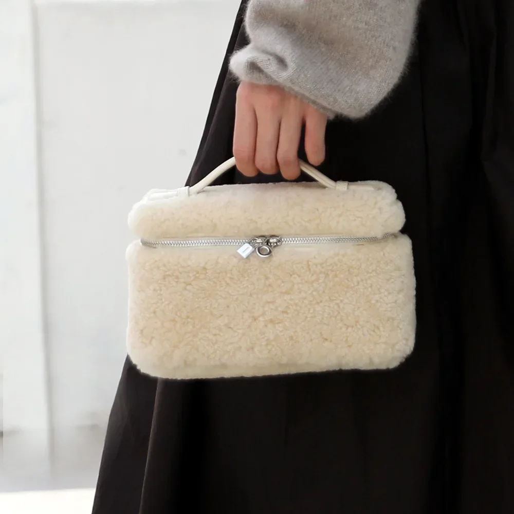 

Lunch Box Bag Autumn Winter Lamb Wool Bag High Quality Fashion Mini Handbags Minority Designer Comuuter Portable Bolsos Mujer