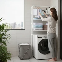 Étagère moderne pour machine à laver, étagère de toilette, étagère de salle de bain avec 3 niveaux, étagère gain de place au-dessus des toilettes, support de rangement multifonctionnel, robuste, étagère suspendue 5