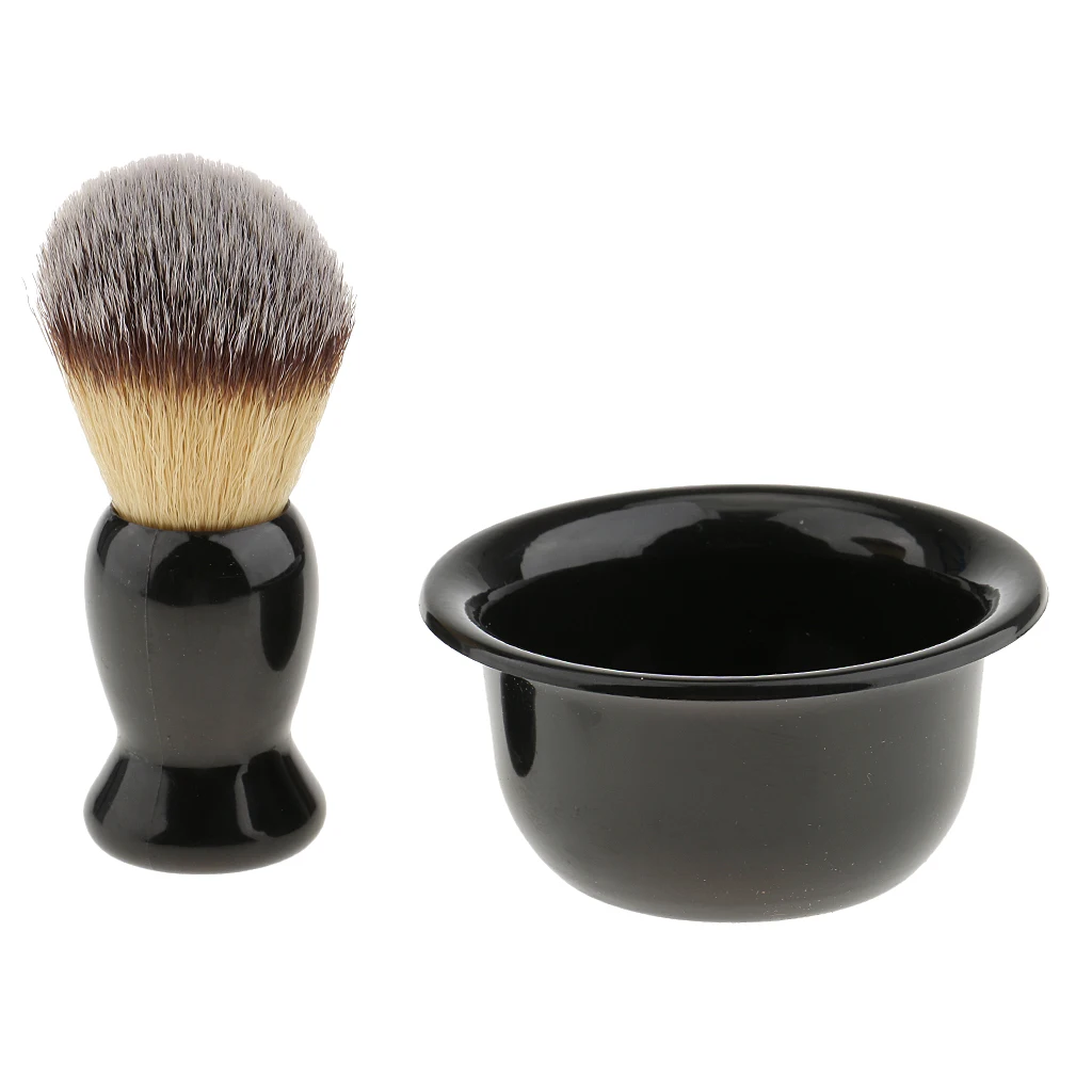 Men 4 In 1 Black Shave Stand +Bristle Brush +Bowl + Travel Set