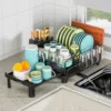 Expandable Dish drying rack Kitchen sink storage rack with drained board Countertop Space-saving Black 1