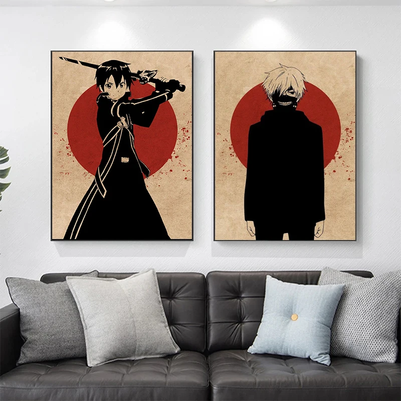 Canvas Painting Japan Anime Death Note My Hero Academia Tokyo Ghoul Demon Slayer Gintama JOJO Lelouch Attacking Giant Posters