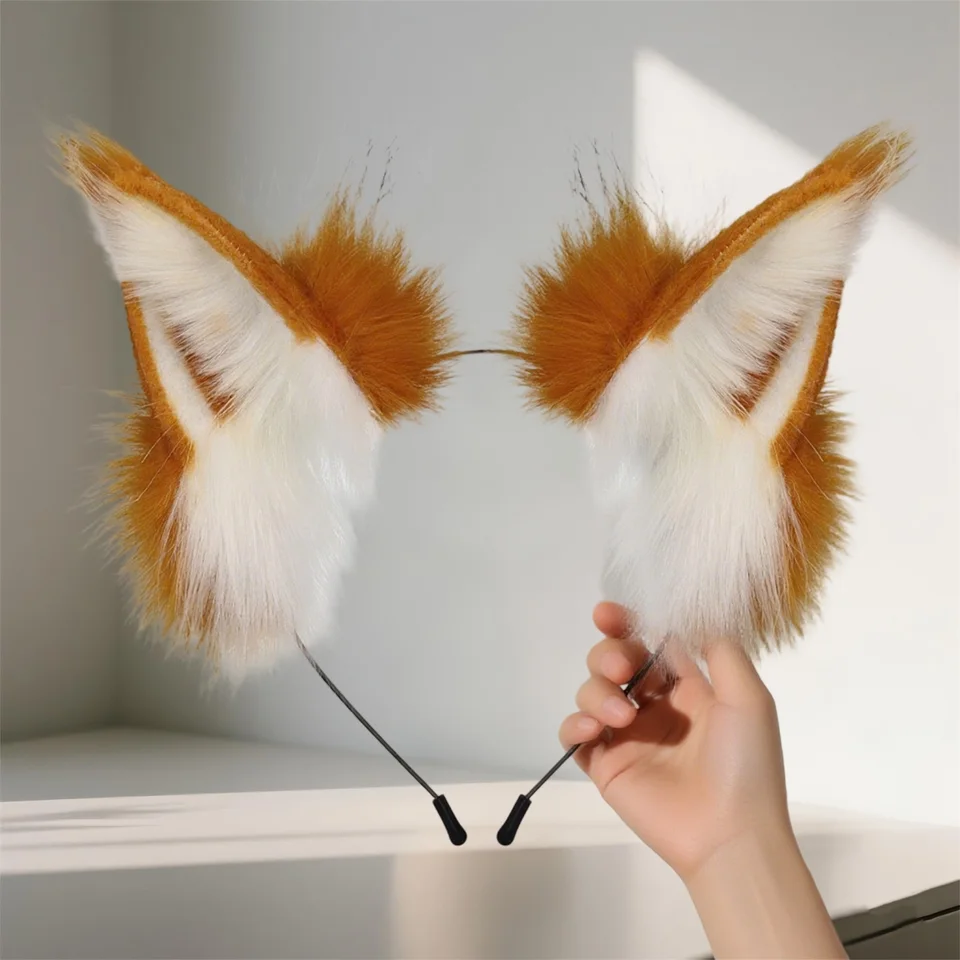Furry Black Cat Ears Headband for Cosplay and Parties