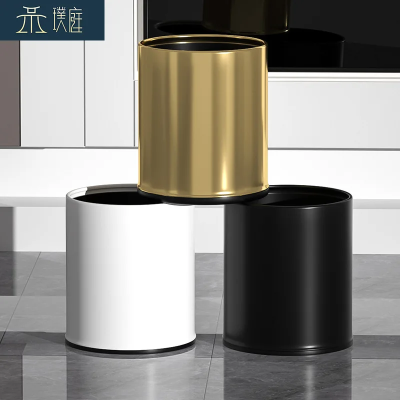 

Built-in Trash Can Kitchen No Odor Iron High Office Lid Bedroom White Toilet Trash Can Bathroom Essential Pattumiera Waste Bins
