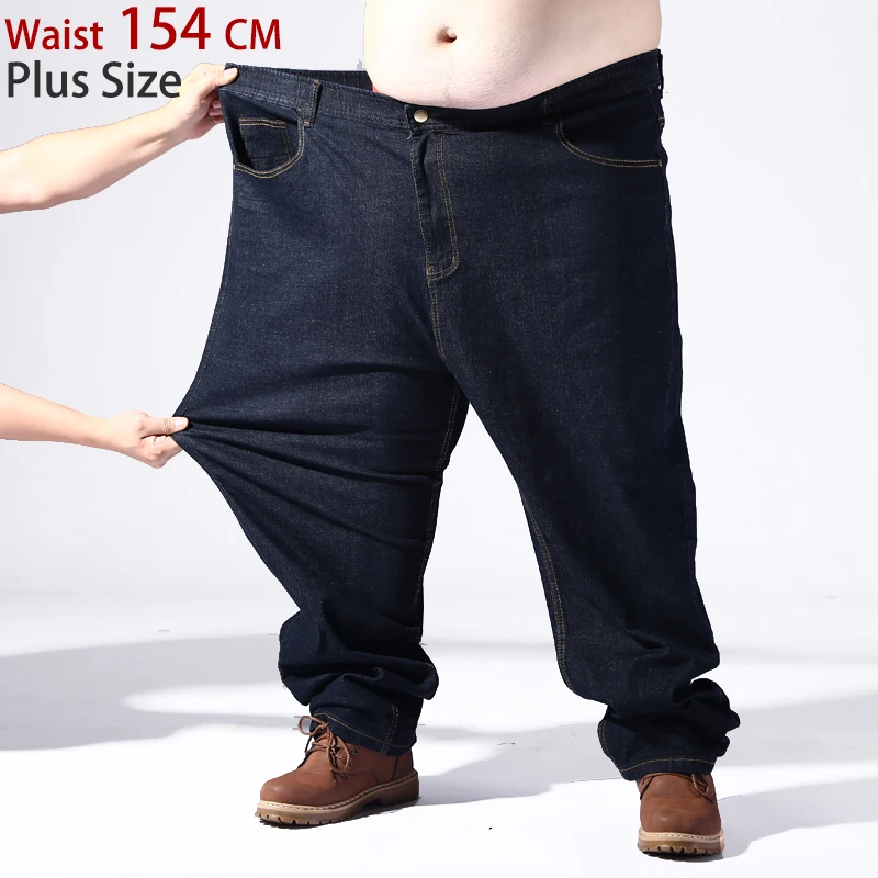 

Plus Size 5xl-8xl Waist 154CM New Mens Fashion Black Blue Jeans Men Casual Slim Stretch Jeans Classic Denim Pants Trousers
