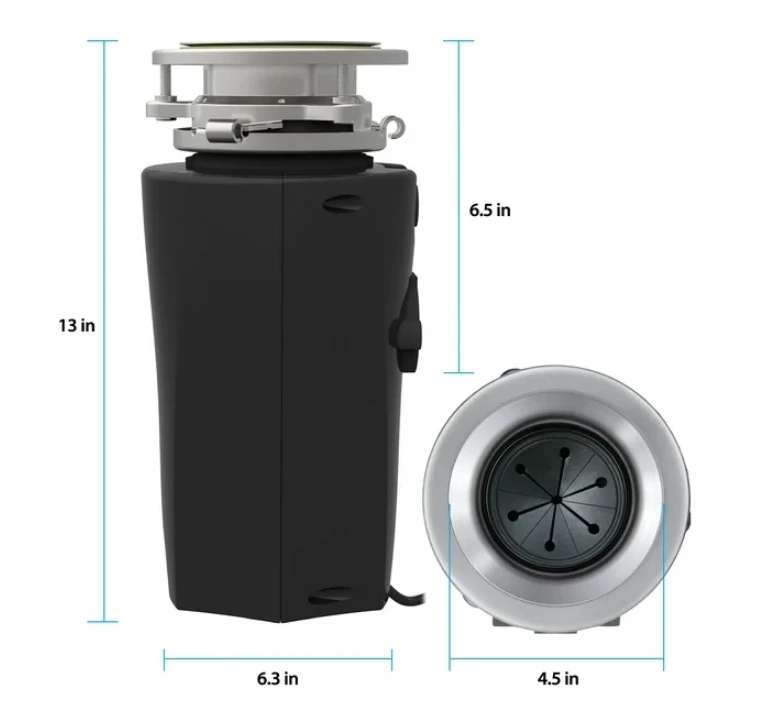 Eco Logic 1/2 HP Garbage Disposal with Attached Power Cord 10-US-EL-5-3B 3