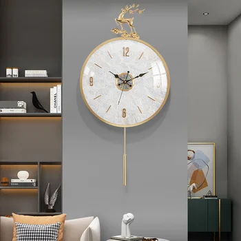 모던 다이닝 룸 구리 벽시계, 거실 인테리어, 럭셔리 무소음 시계, 카페 쉘 벽걸이 장식