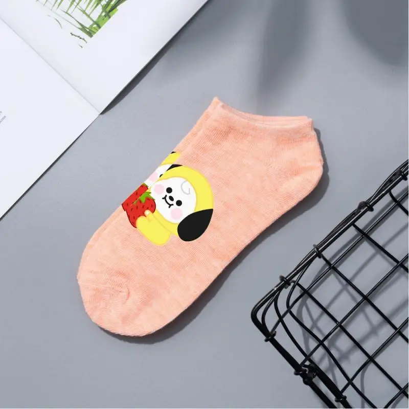 Cute Fruit Short Female Boat Socks Cartoon Fashion Print Spring and Summer Cotton Socks