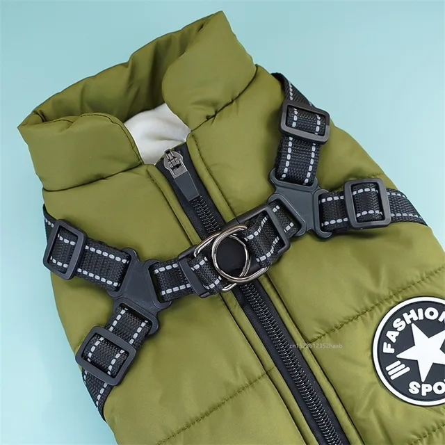 Winter Warm Pet Dog Jacket with Harness Waterproof Dog Coat Vest for Small Medium Chihuahua French Bulldog Outdoor Dog Clothes 4