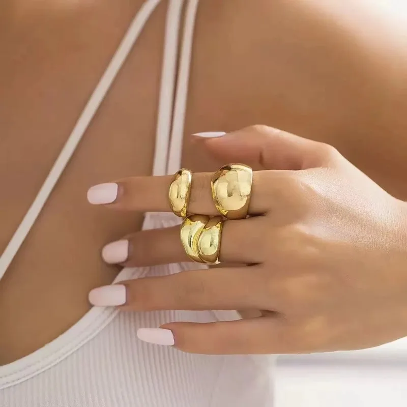 Womens Open Ring with Irregular Metal Flower Design