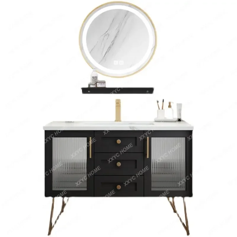Combination Stone Plate Bathroom Cabinet Light Luxury Modern Simple Hand Washing Washbasin Smart Washstand