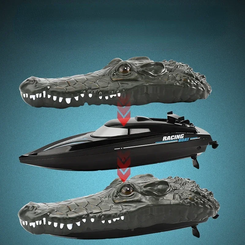 2.4G RC Boat Ship Toy Simulation Crocodile Head  Remote Control Joke Alligator Decoy Electric Toys Summer Water Spoof Toys Gift 3