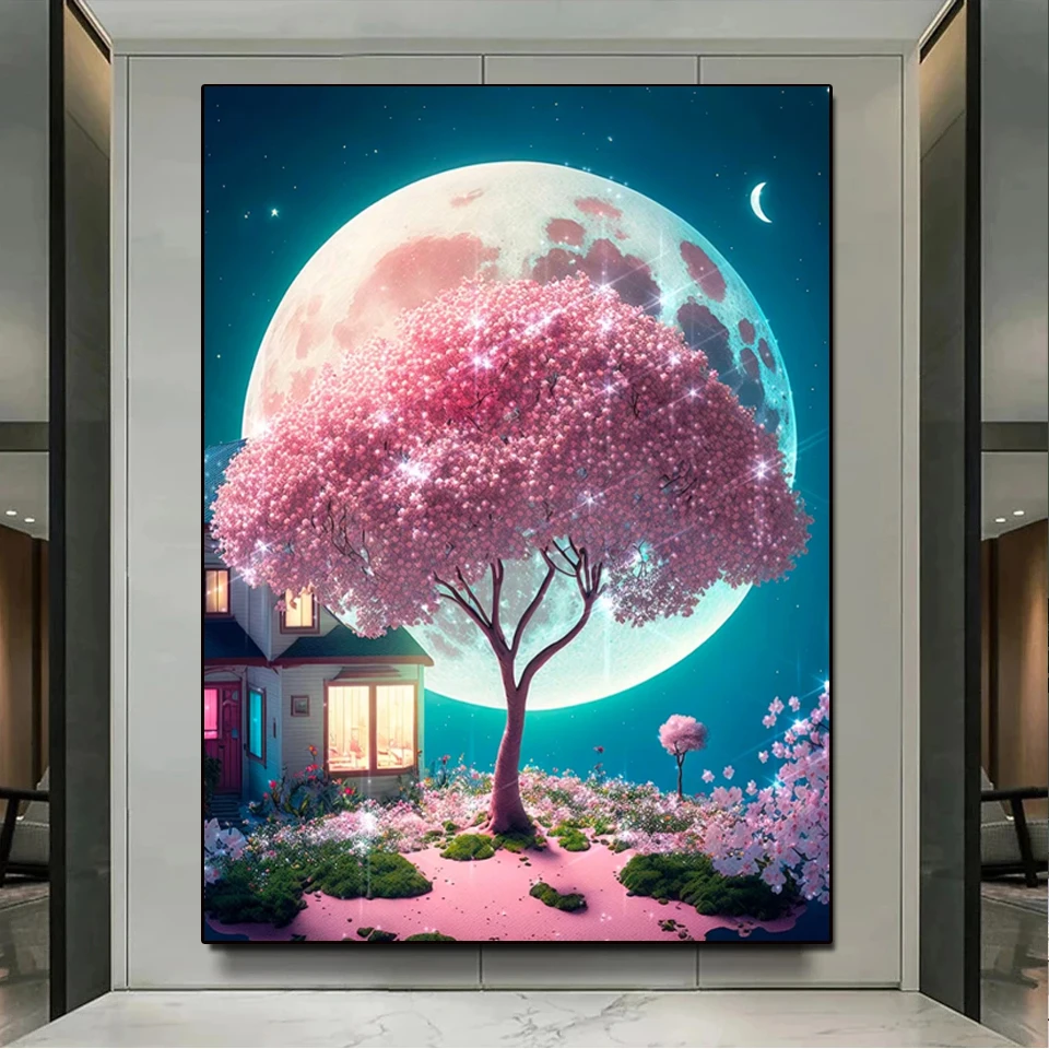 New 5D DIY Diamond Painting Book Landscape Tree Moon Waterfall Diamond  Mosaic Embroidery Rhinestones Picture Home Decoration - AliExpress